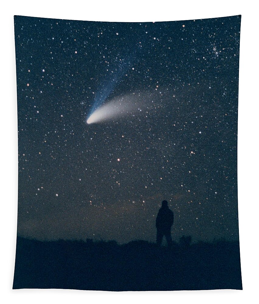 Comet Tapestry featuring the photograph Comet Hale-bopp by John Chumack
