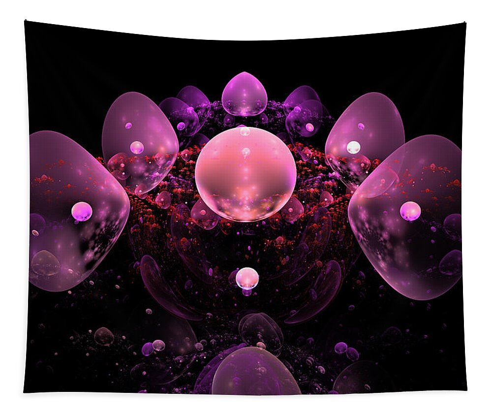 Pink Tapestry featuring the photograph Computer Generated Pink Abstract Bubbles Fractal Flame Art by Keith Webber Jr