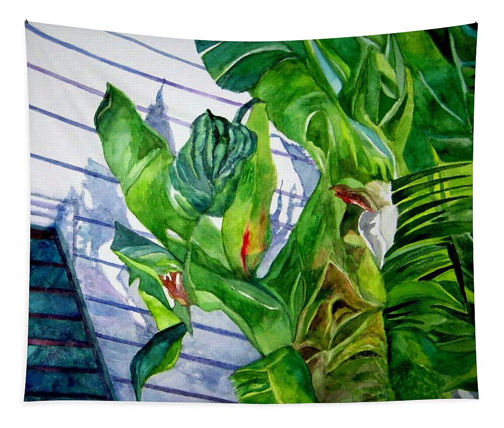 Key West Tapestry featuring the painting Conch House Tour by Kandy Cross
