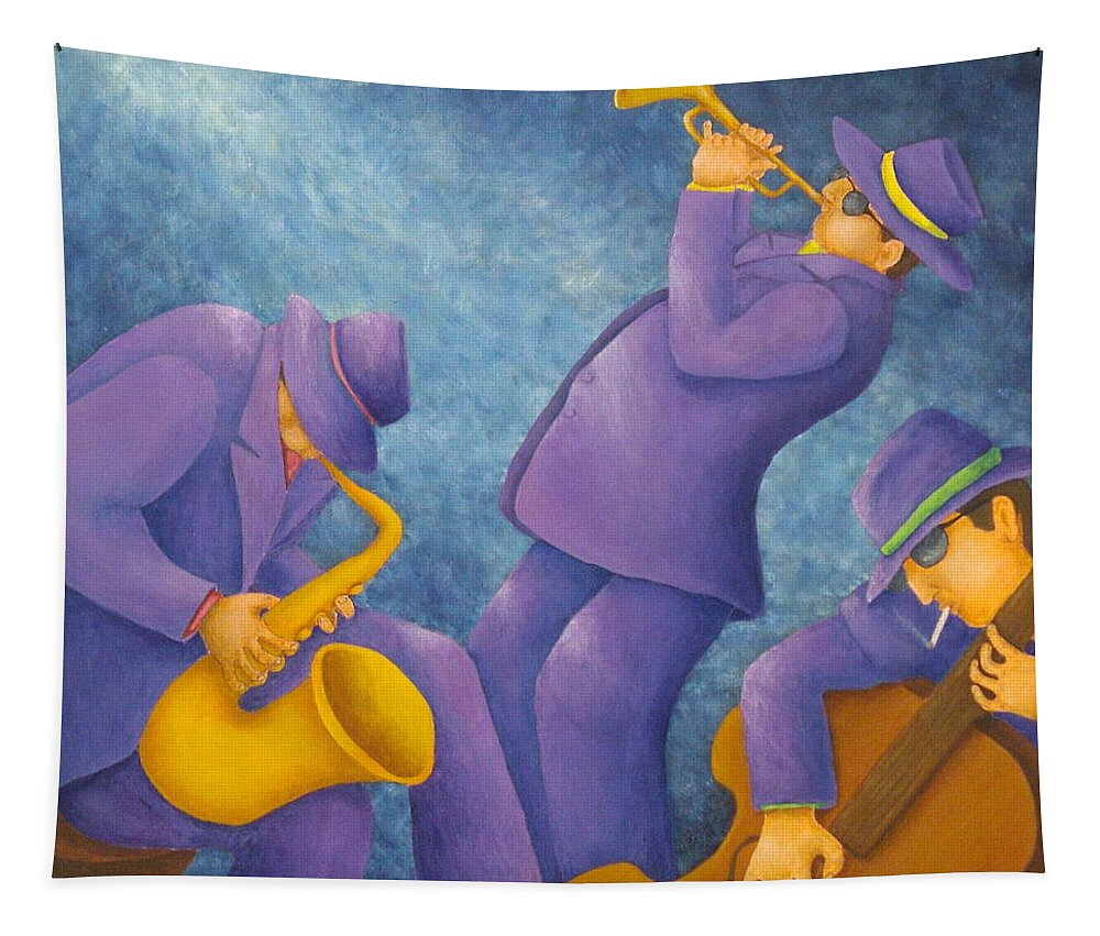 Pamela Allegretto Tapestry featuring the painting Cool Jazz Trio by Pamela Allegretto
