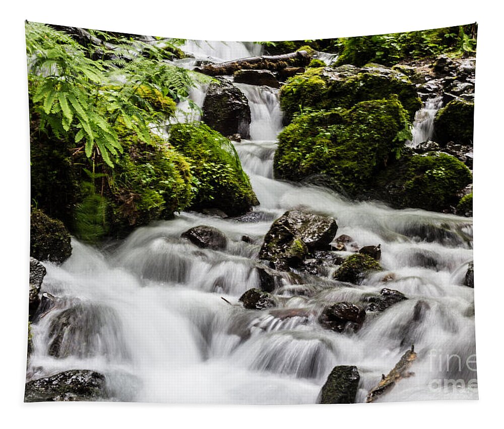 Wahkeena Falls Tapestry featuring the photograph Cool Waters by Suzanne Luft