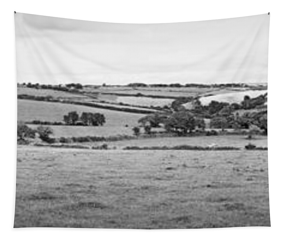 Panoramic Tapestry featuring the photograph Cornwall Panorama BW by Chevy Fleet