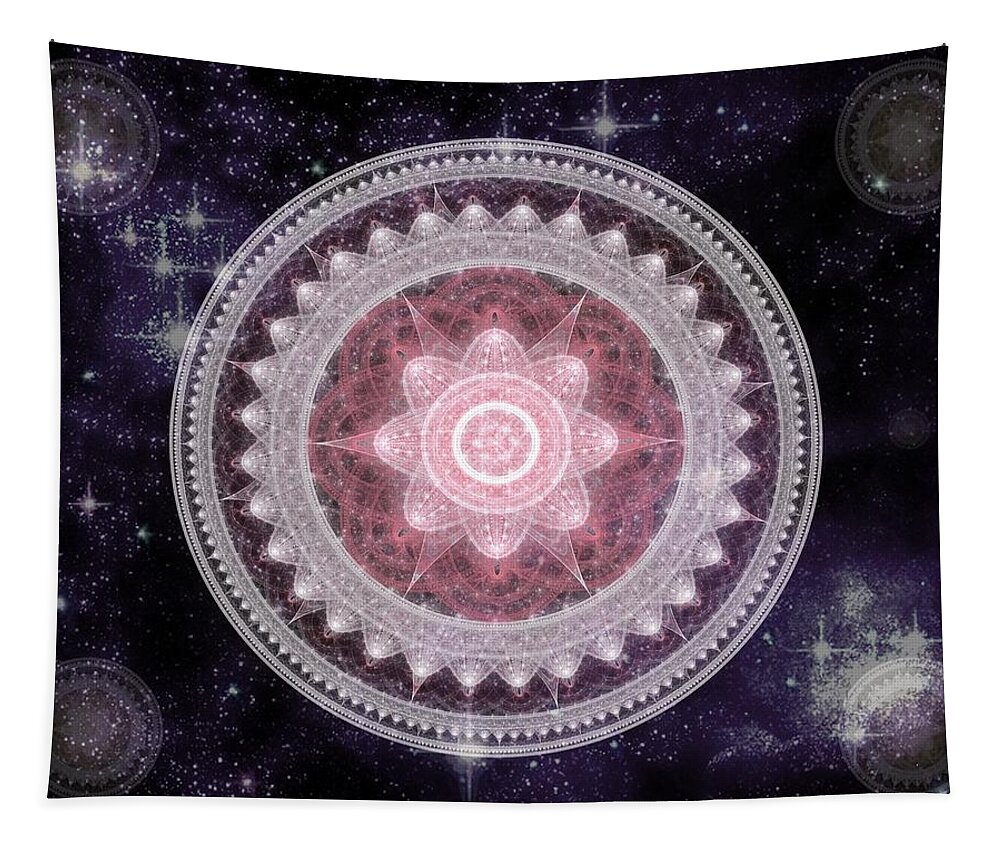 Corporate Tapestry featuring the digital art Cosmic Medallions Fire by Shawn Dall