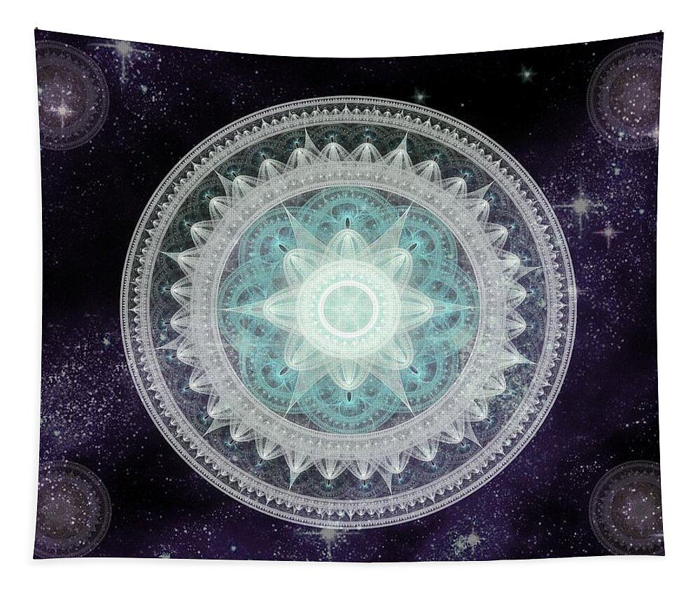 Corporate Tapestry featuring the digital art Cosmic Medallions Water by Shawn Dall