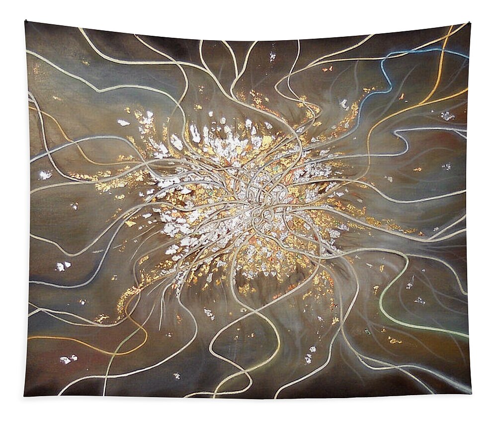 Art Tapestry featuring the painting Cosmic Web by Carolyn Coffey Wallace