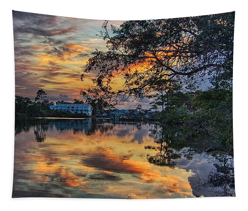 Alabama Tapestry featuring the digital art Cotton Bayou Sunrise by Michael Thomas