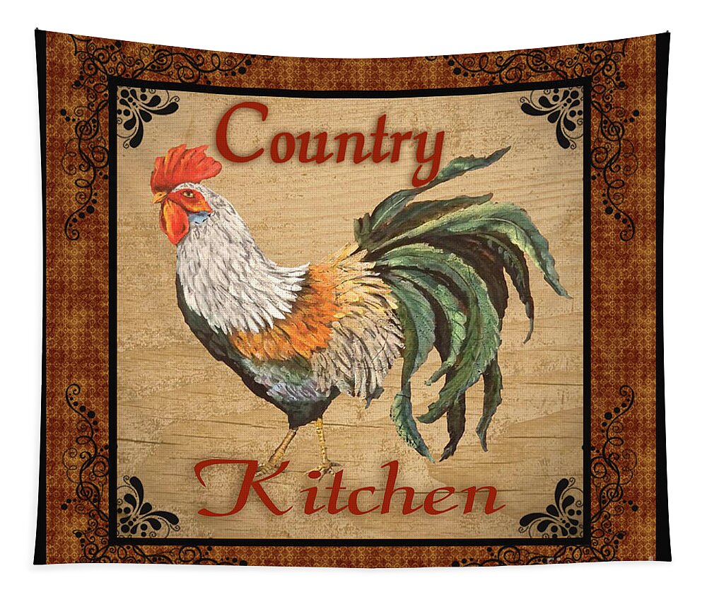 Painting Tapestry featuring the mixed media Country Kitchen Rooster by Jean Plout