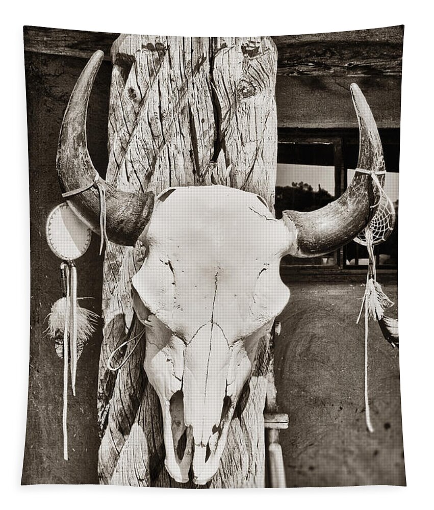 Cow Skull Tapestry featuring the photograph Cow skull by Bryan Mullennix