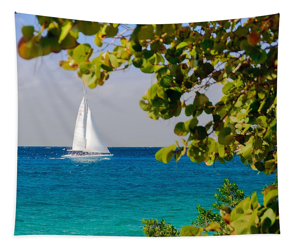Cozumel Tapestry featuring the photograph Cozumel Sailboat by Mitchell R Grosky