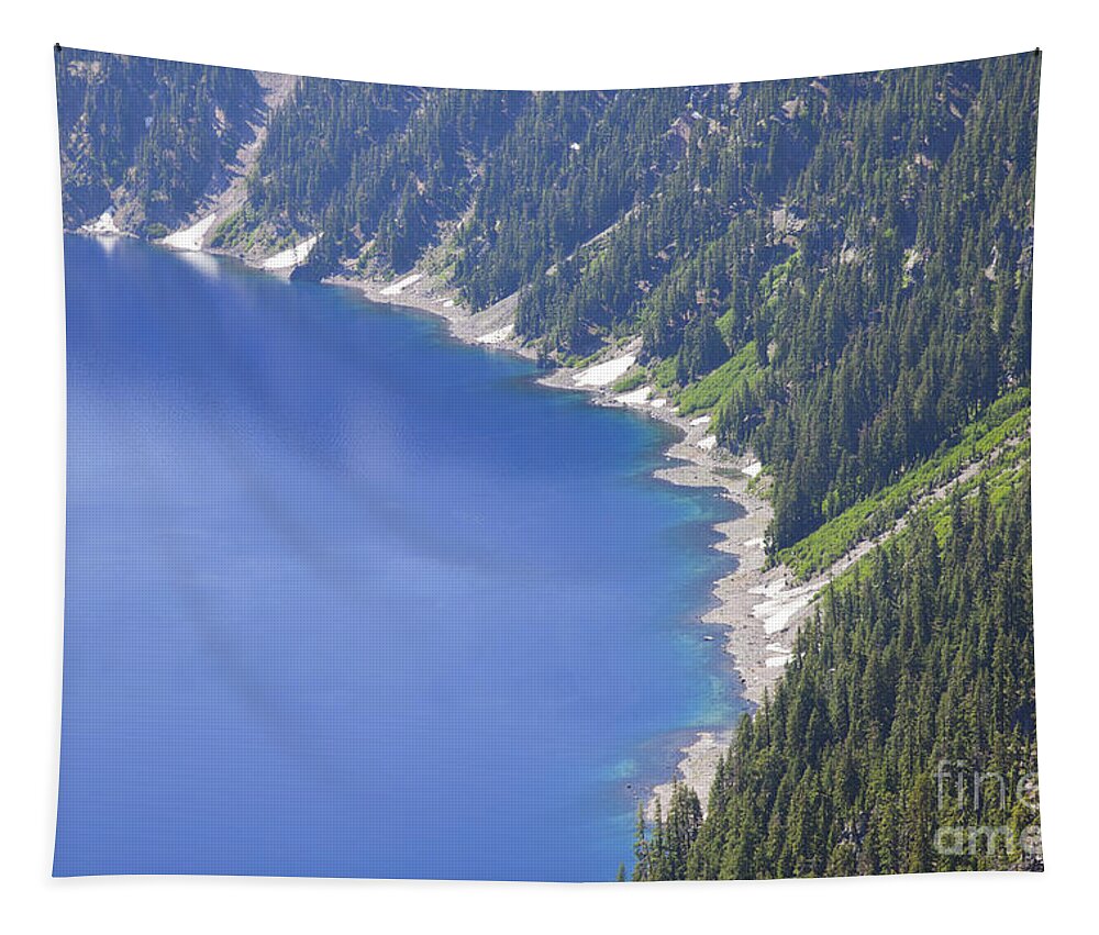 Nature Tapestry featuring the photograph Crater Lake And Fir Lined Slopes by Ellen Thane