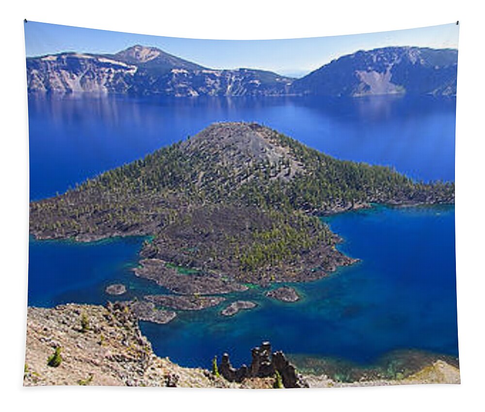 Crater Tapestry featuring the photograph Crater Lake Panorama 090914A by Todd Kreuter