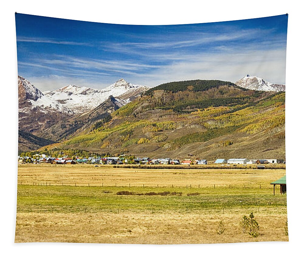 Autumn Tapestry featuring the photograph Crested Butte City Colorado Panorama View by James BO Insogna