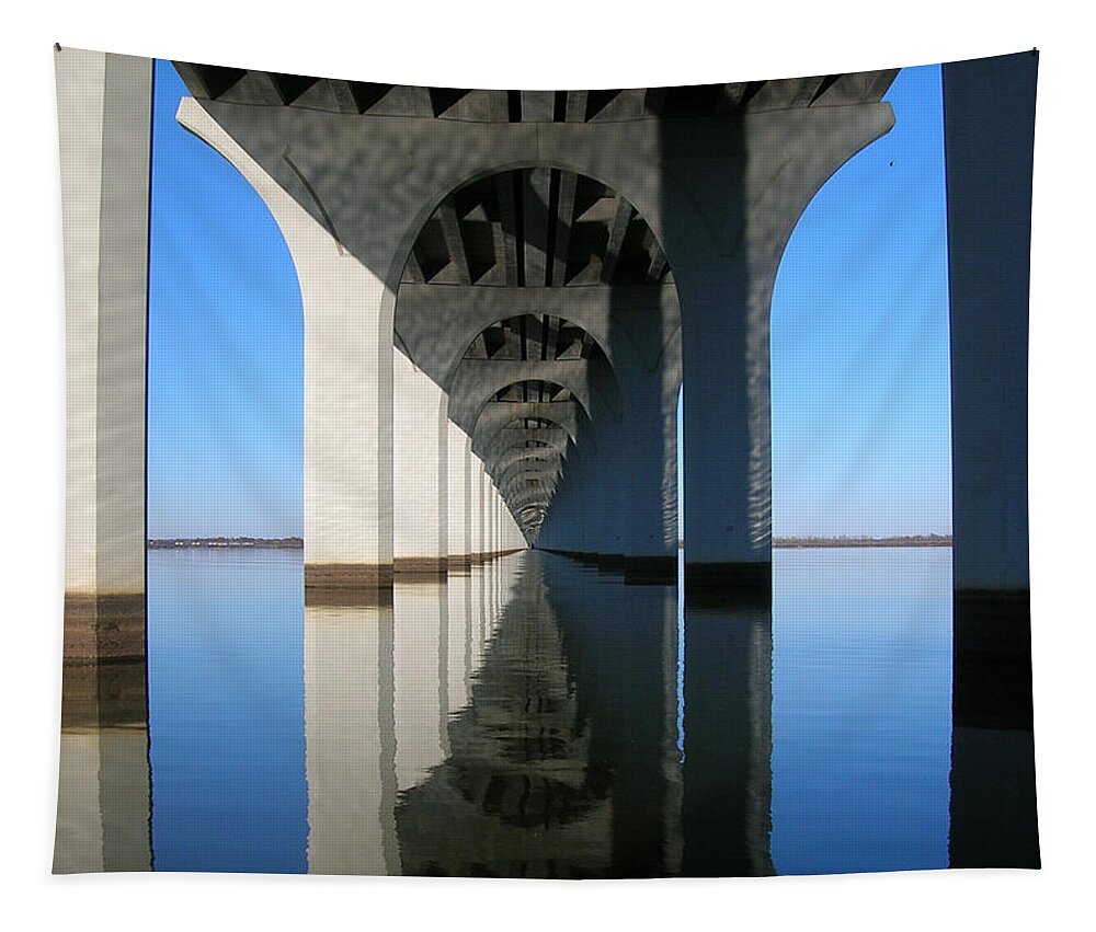 Bridge Tapestry featuring the photograph Cross Lake bridge 3 by Alan Metzger