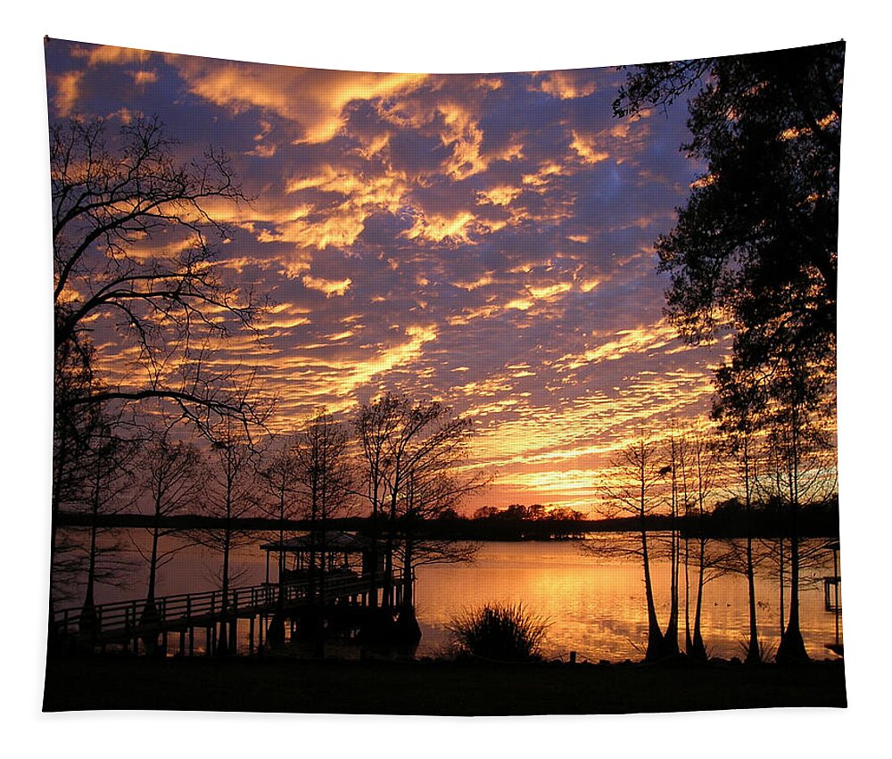Louisiana Tapestry featuring the photograph Cross Lake Evening by Alan Metzger