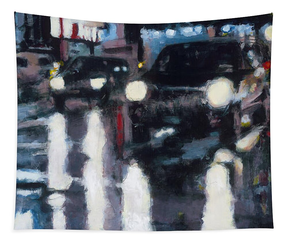 Urban Landscape Tapestry featuring the painting Crossed by Robert Reeves