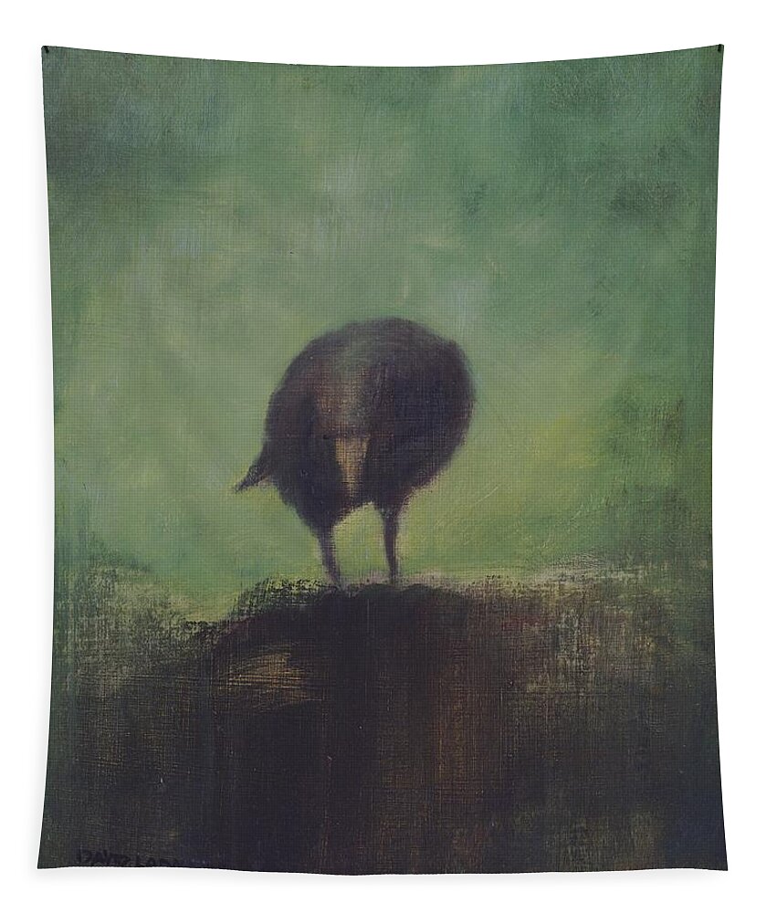 Crow Tapestry featuring the painting Crow 12 by David Ladmore