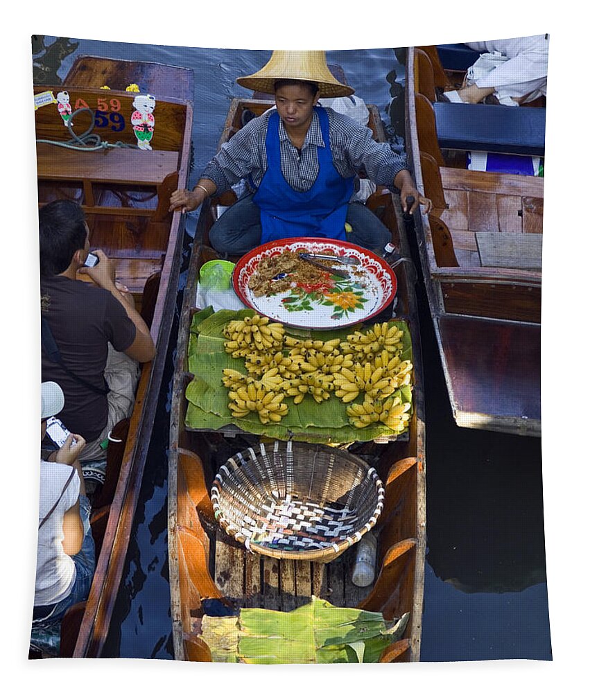 Floating Market Tapestry featuring the photograph Crowded Stream by Sally Weigand