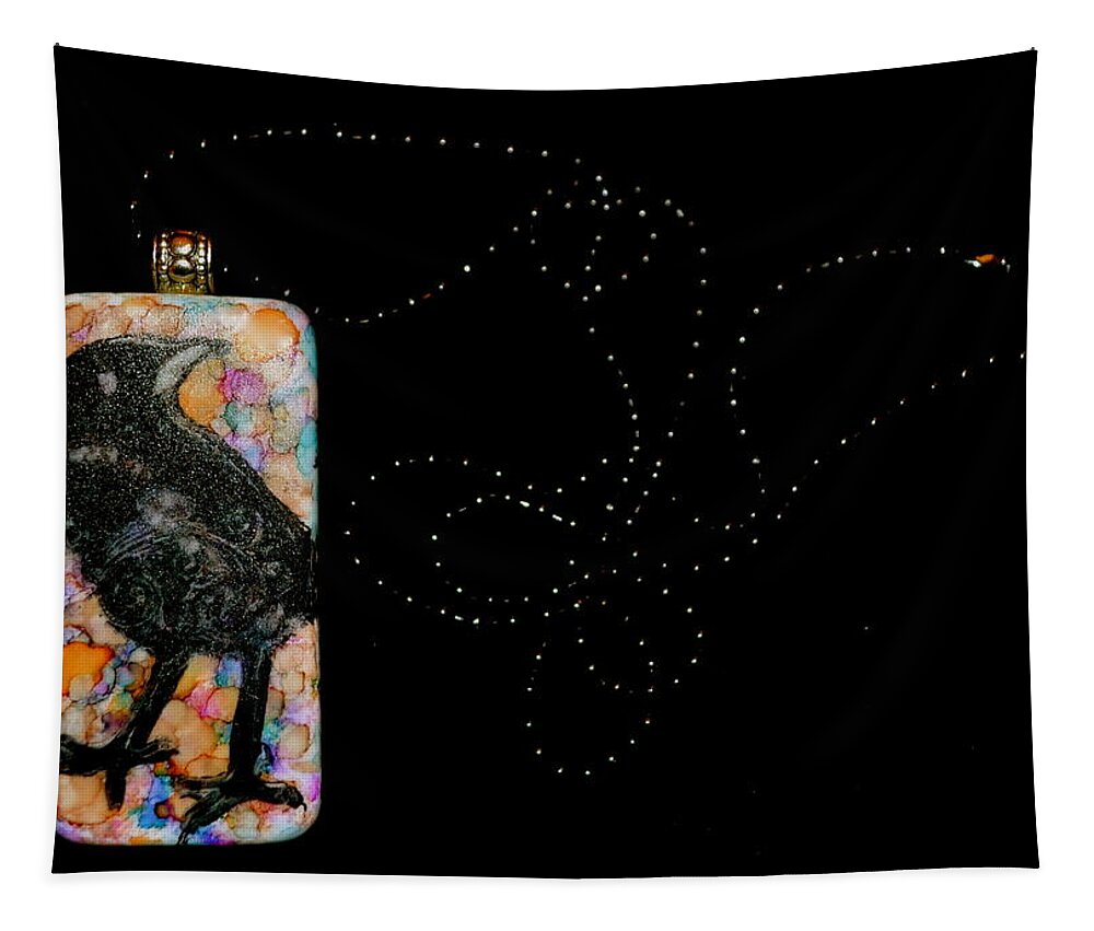 Crow's Eye Tapestry featuring the jewelry Crow's Eye Domino Pendant by Beverley Harper Tinsley