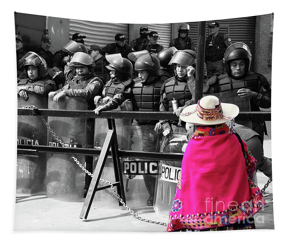 Policemen Tapestry featuring the photograph Culture clash by James Brunker