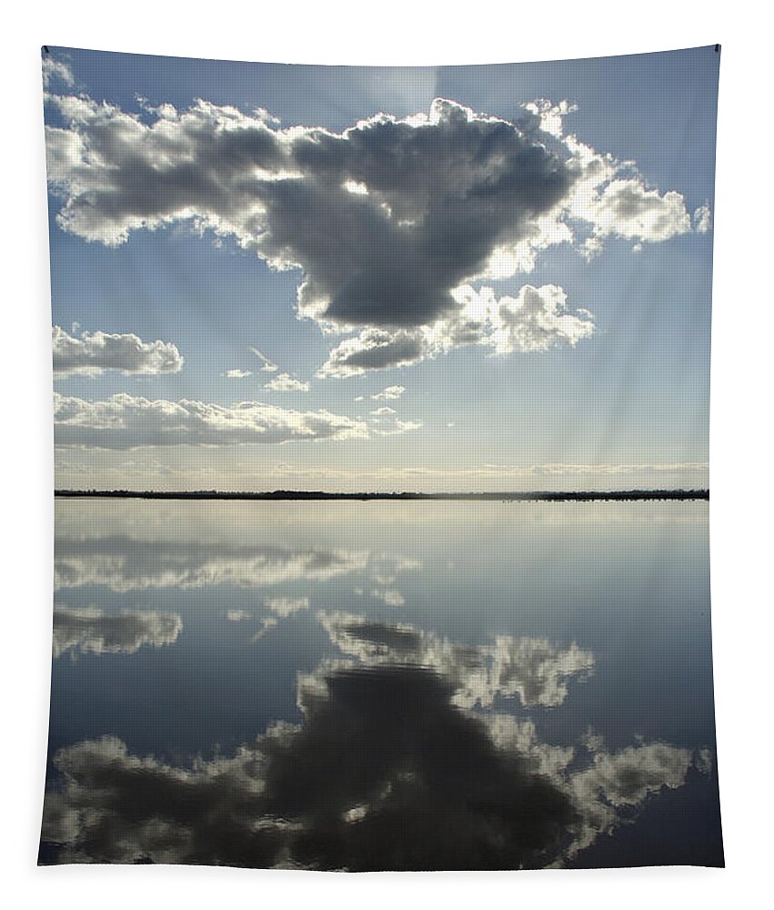 Atmosphere Tapestry featuring the photograph Cumulus Clouds And Reflection by Theodore Clutter