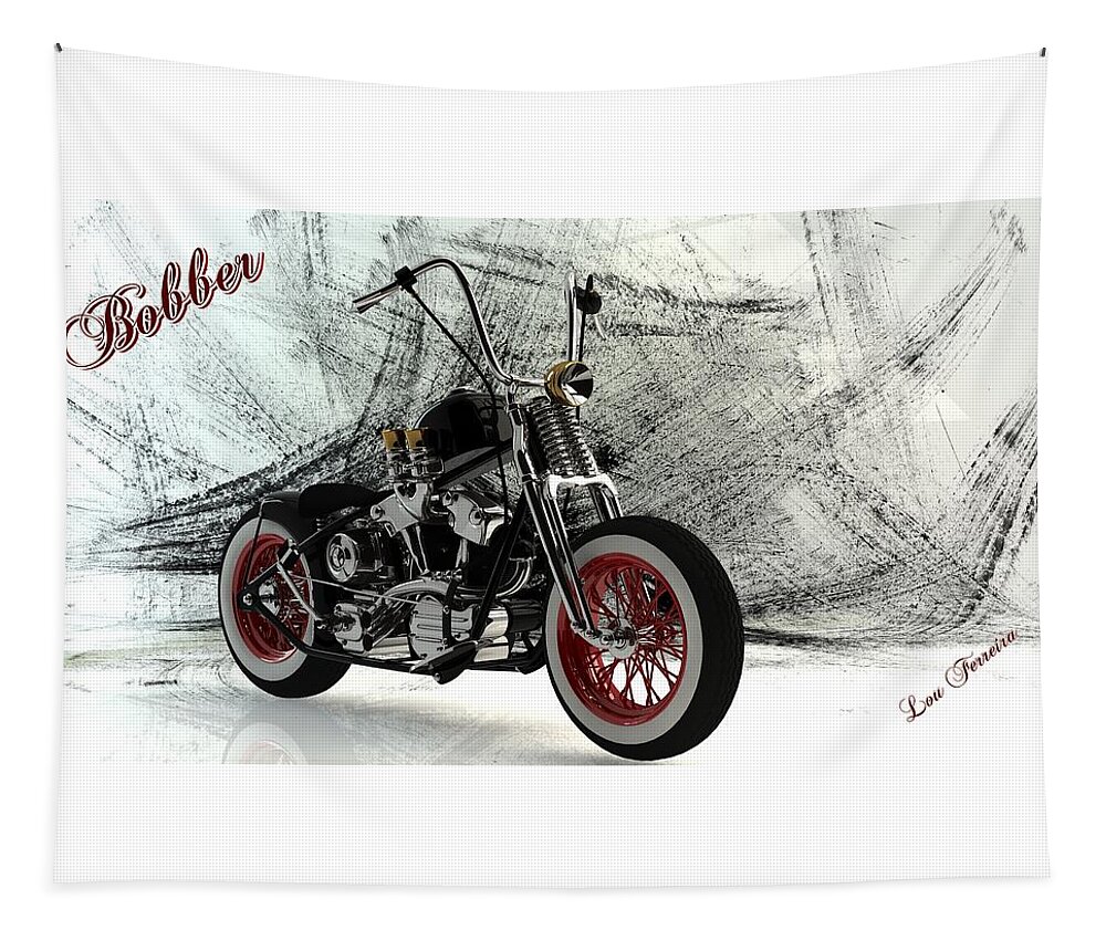 Motorcycles Art Tapestry featuring the digital art Custom Bobber by Louis Ferreira