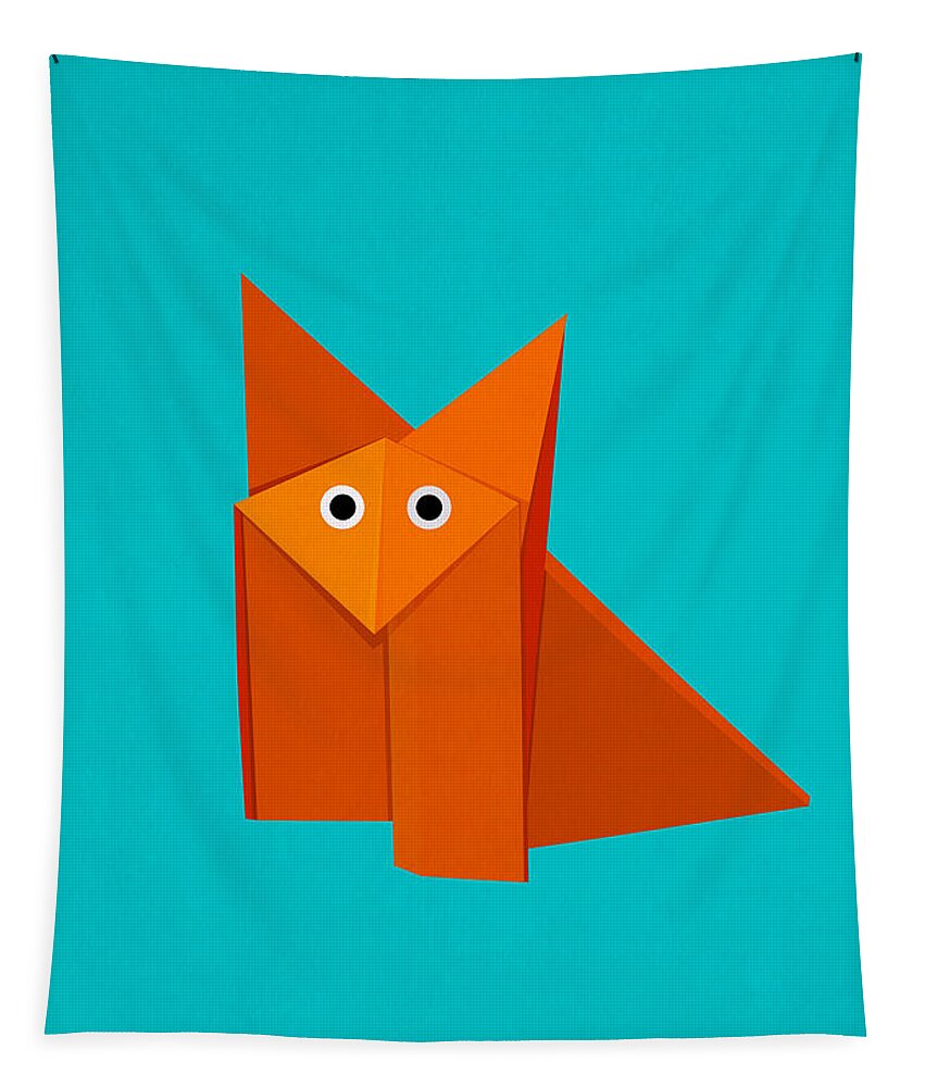 Cute Tapestry featuring the digital art Cute Origami Fox by Boriana Giormova