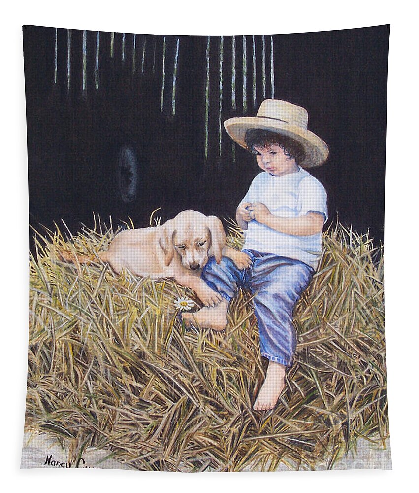 Daisy Tapestry featuring the painting Daisy by Nancy Cupp