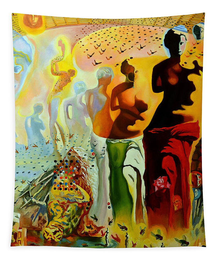Salvador Dali Tapestry featuring the painting Dali Oil Painting Reproduction - The Hallucinogenic Toreador by Mona Edulesco