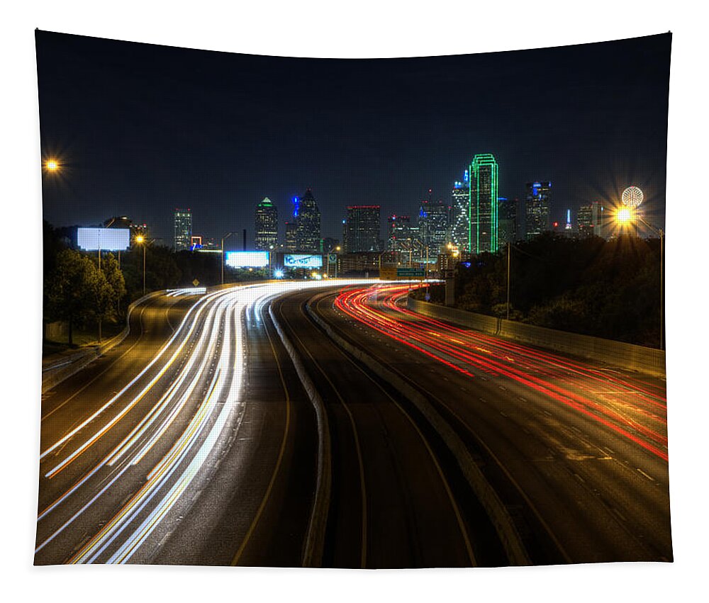 Dallas Tapestry featuring the photograph Dallas Night light by Jonathan Davison