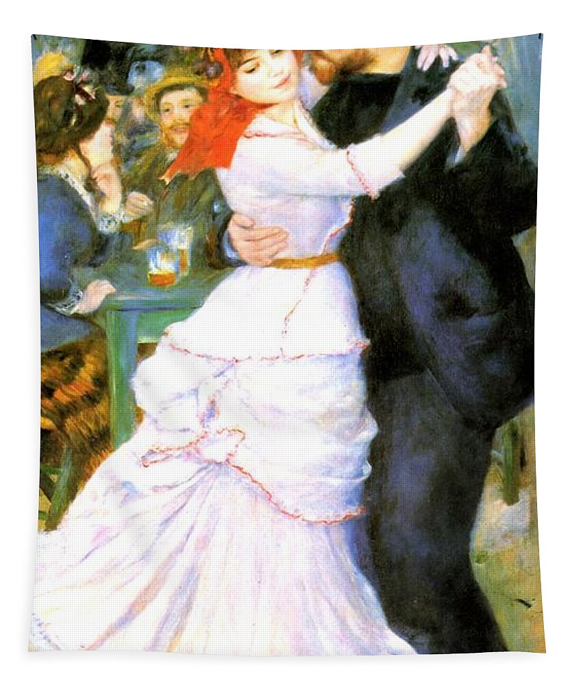 Pierre-auguste Renoir Tapestry featuring the painting Dance At Bougival by Pierre Auguste Renoir