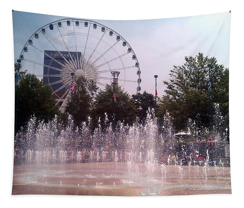 Centennial Park Atlanta Tapestry featuring the photograph Dancing Fountains by Kenny Glover