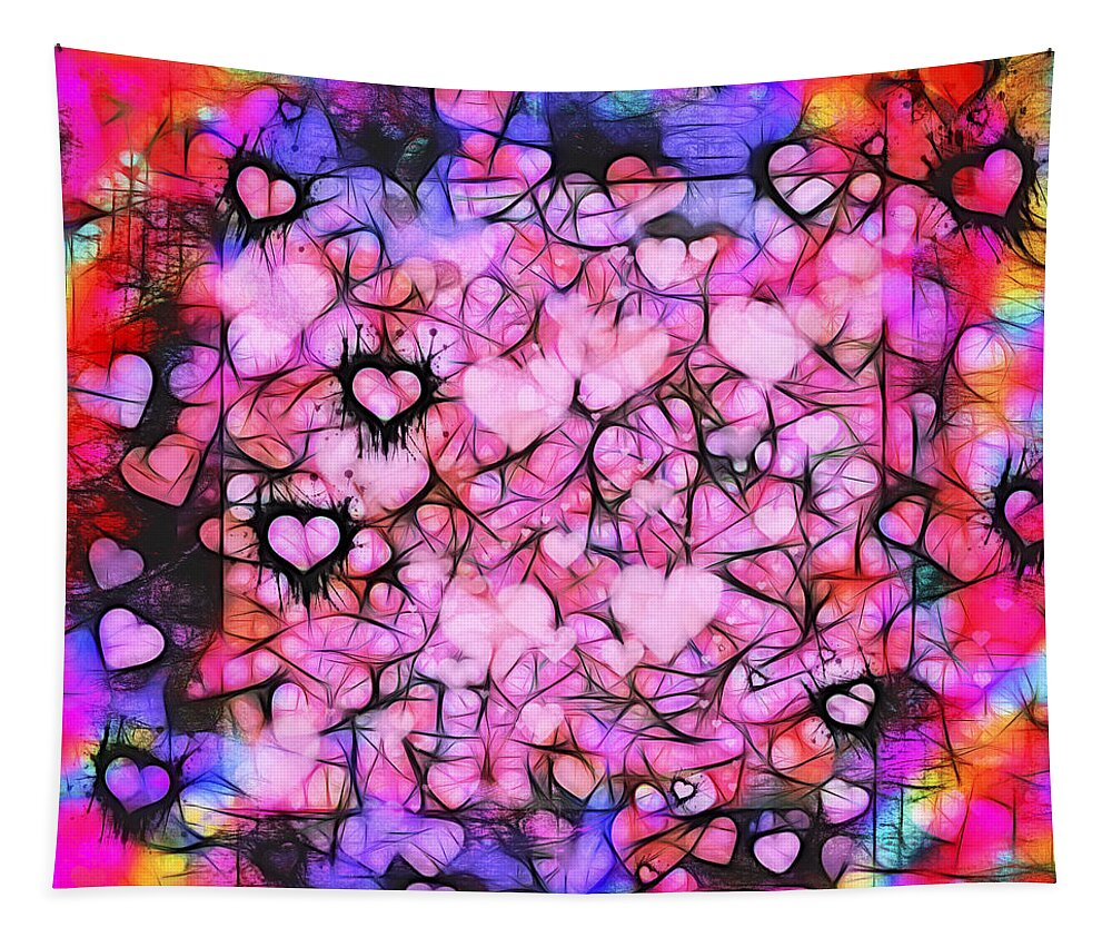 Valentine Tapestry featuring the photograph Moody Grunge Hearts Abstract by Marianne Campolongo