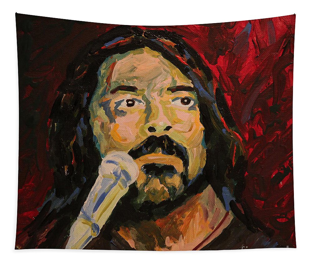 Dave Grohl Tapestry featuring the painting Dave Grohl Portrait by Robert Yaeger