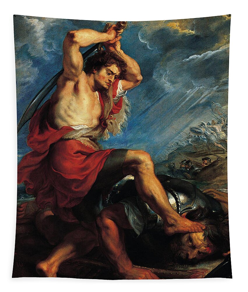 Peter Paul Rubens Tapestry featuring the painting David Slaying Goliath by Peter Paul Rubens