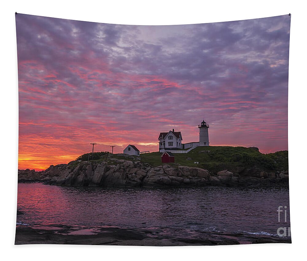 Atlantic Tapestry featuring the photograph Dawn at the Nubble by Steven Ralser