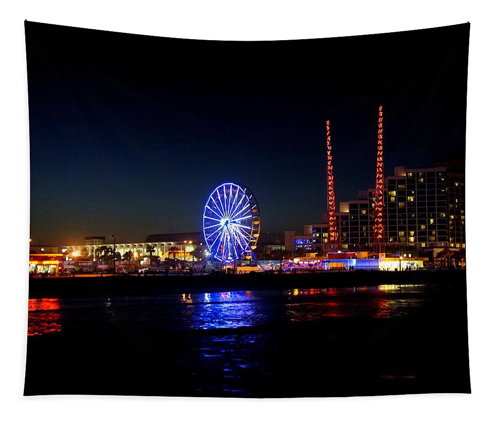 Daytona Tapestry featuring the photograph Daytona at Night by Laurie Perry