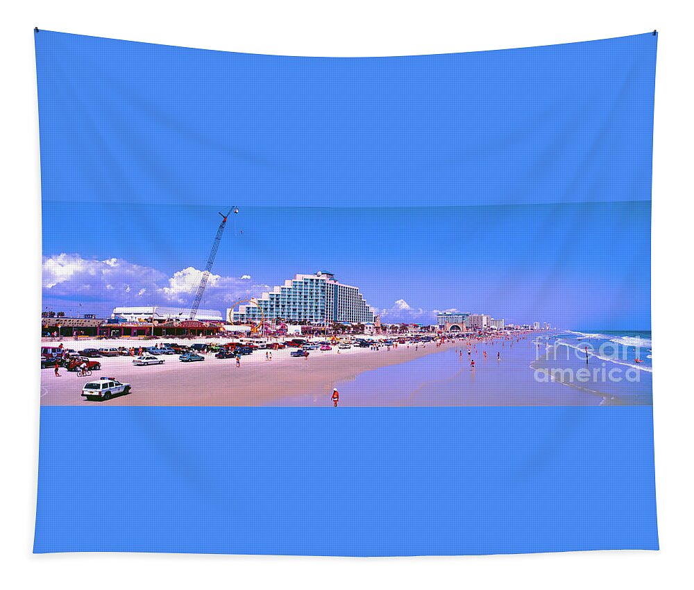 Daytona Tapestry featuring the photograph Daytona Main Street Pier and beach by Tom Jelen