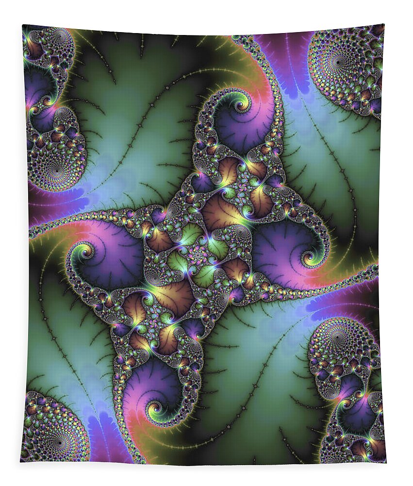 Fractal Tapestry featuring the digital art Decorative abstract fractal art with jewel colors by Matthias Hauser
