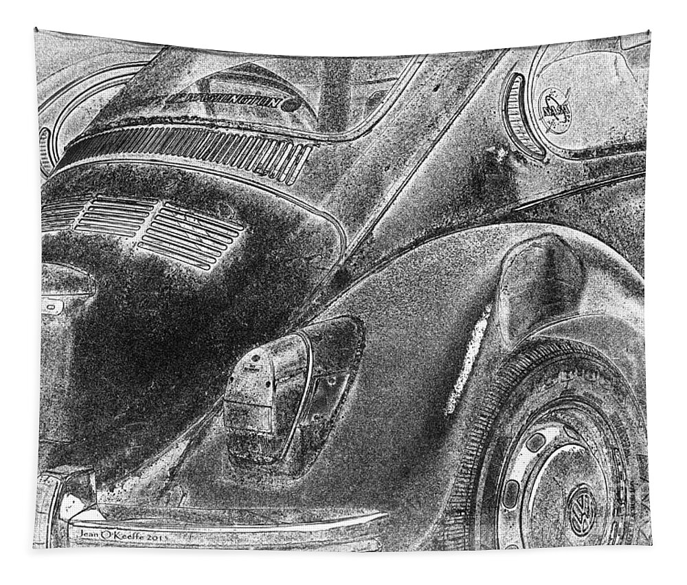 Volkswagen Tapestry featuring the digital art Dented Ego by Jean OKeeffe Macro Abundance Art