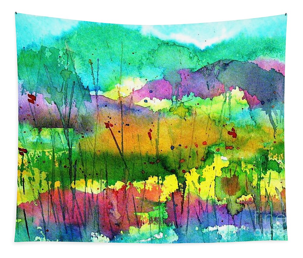 Springtime Tapestry featuring the painting Desert in the Spring by Hazel Holland