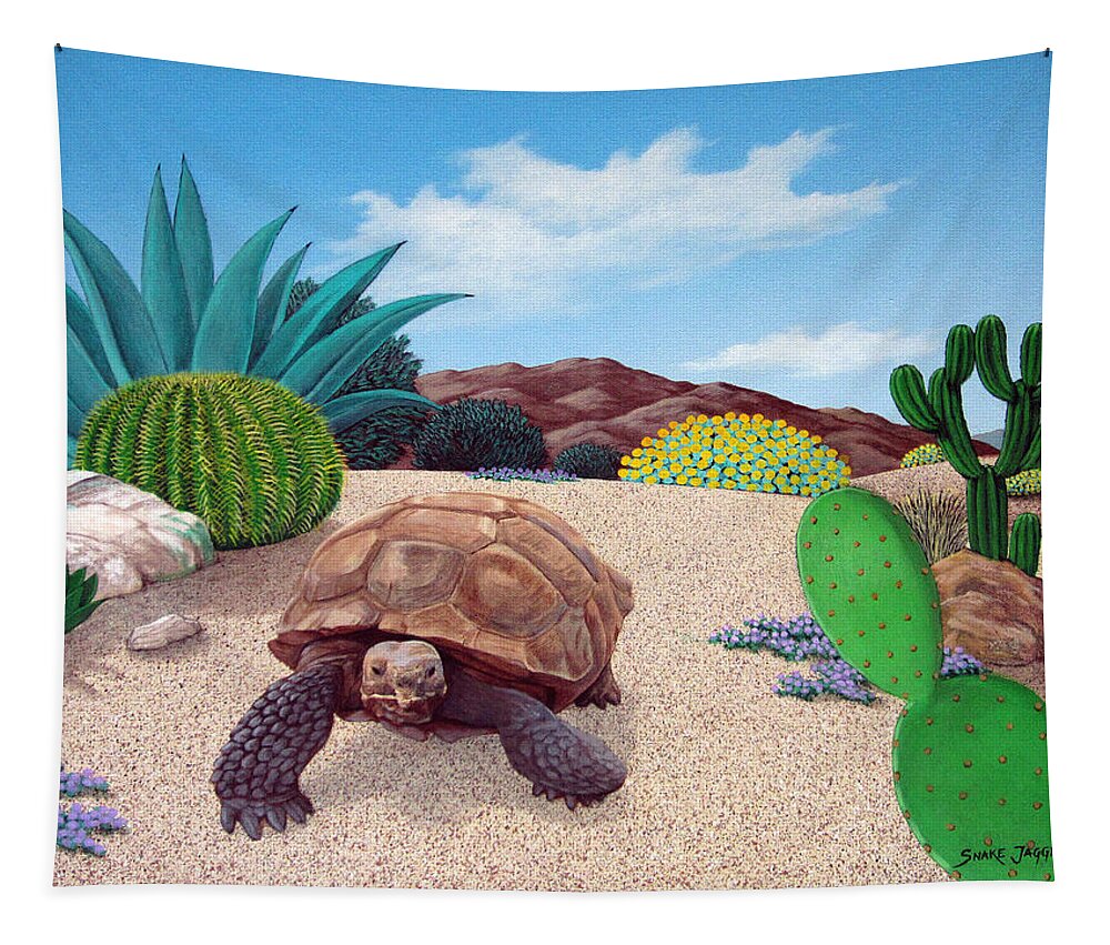 Tortoise Tapestry featuring the painting Desert Tortoise by Snake Jagger