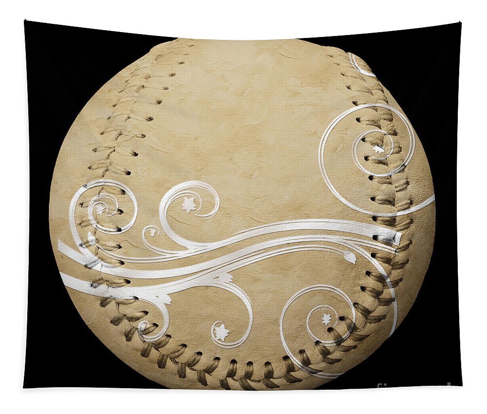 Baseball Tapestry featuring the photograph Designer Tan Baseball Square by Andee Design