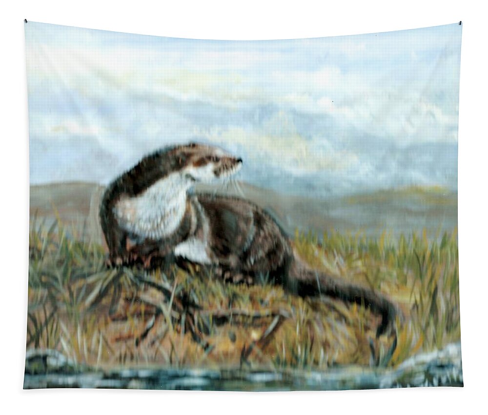 Otter Tapestry featuring the painting Devon Otter by Mackenzie Moulton