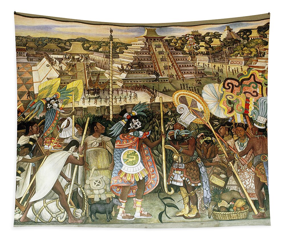 Mexico Tapestry featuring the painting Diego Rivera Mural by Dick Davis