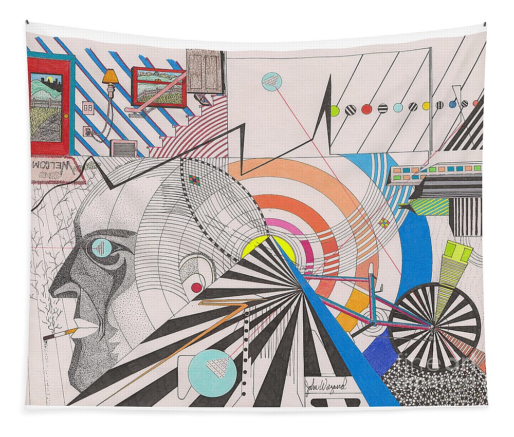Dimensions Tapestry featuring the drawing Dimension by John Wiegand