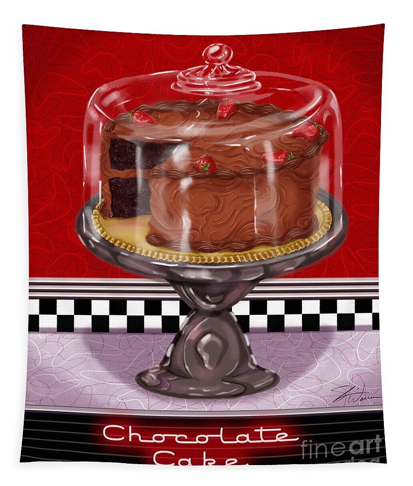 Chocolate Tapestry featuring the mixed media Diner Desserts - Chocolate Cake by Shari Warren