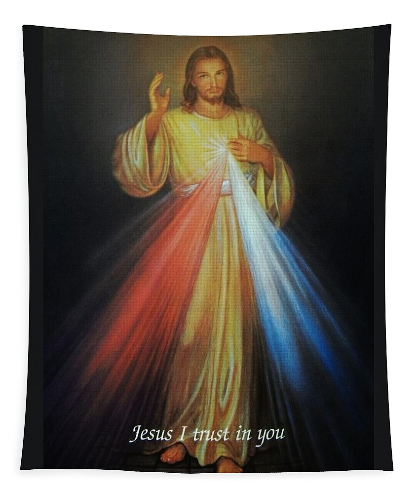 Divine Mercy Tapestry featuring the photograph Divine Mercy Jesus by Anna Baker