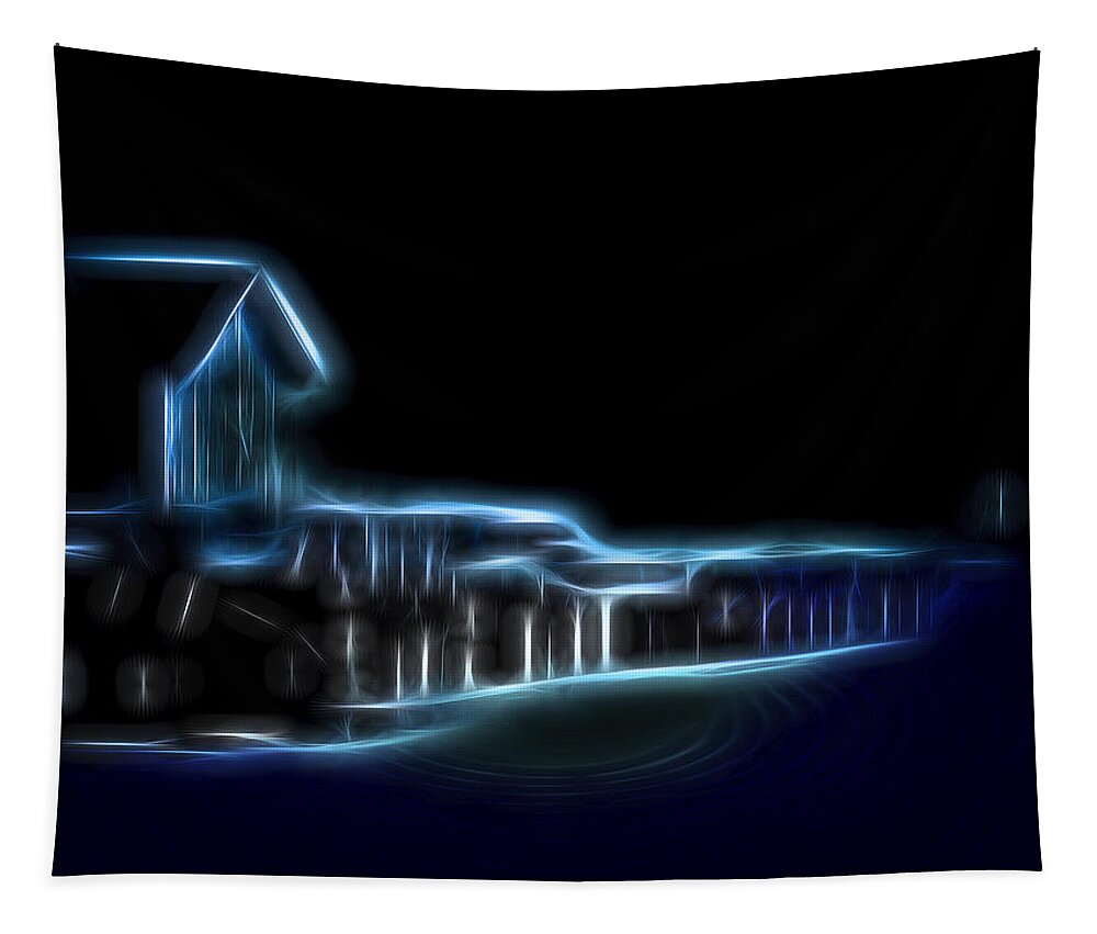 Dock Tapestry featuring the digital art Dockside Moonlight by William Horden