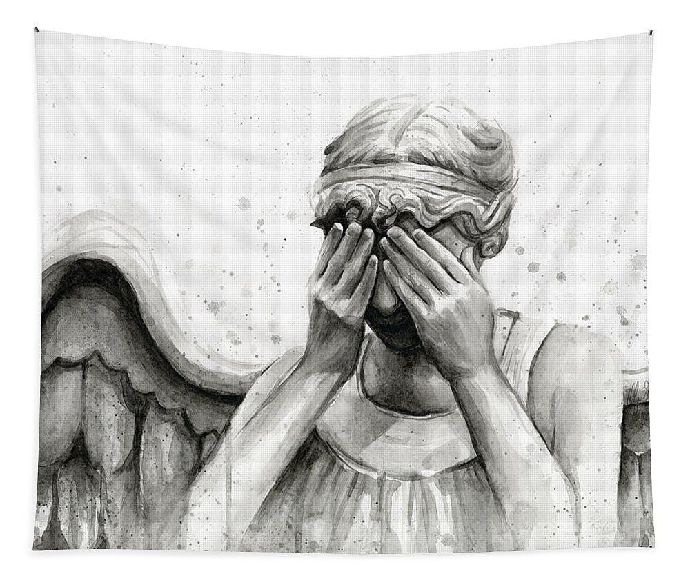Who Tapestry featuring the painting Doctor Who Weeping Angel Don't Blink by Olga Shvartsur