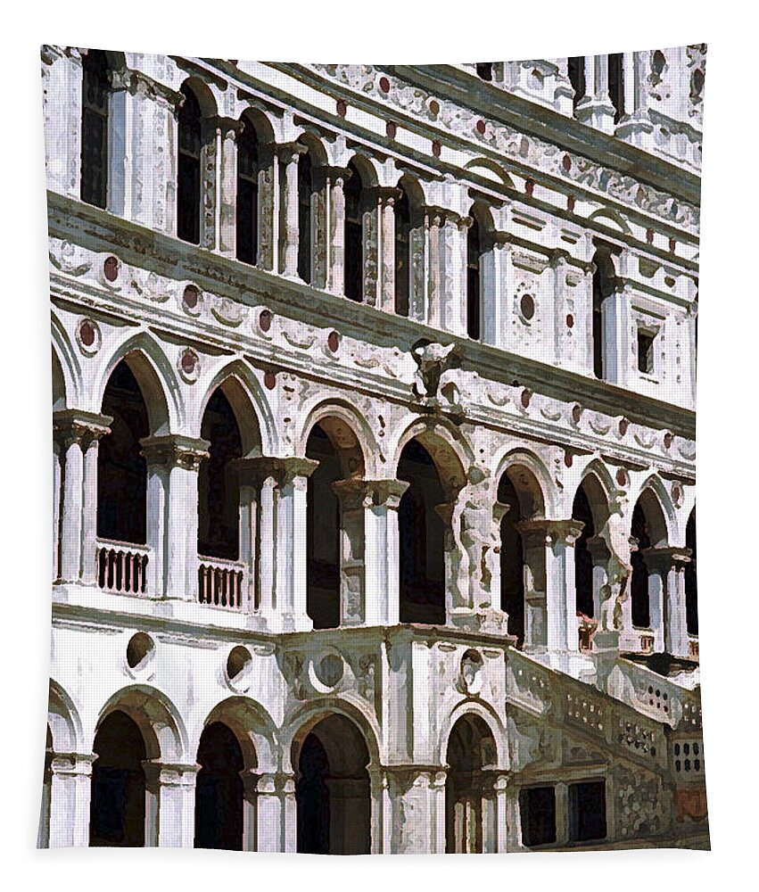 Doge Palace Tapestry featuring the digital art Doge Palace Venice 2 by John Vincent Palozzi